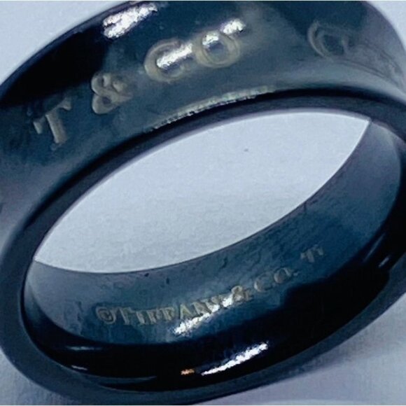 Tiffany & Co 1837 Size 6.25 Wide Band Ring Black Titanium Unisex - Picture 3 of 5